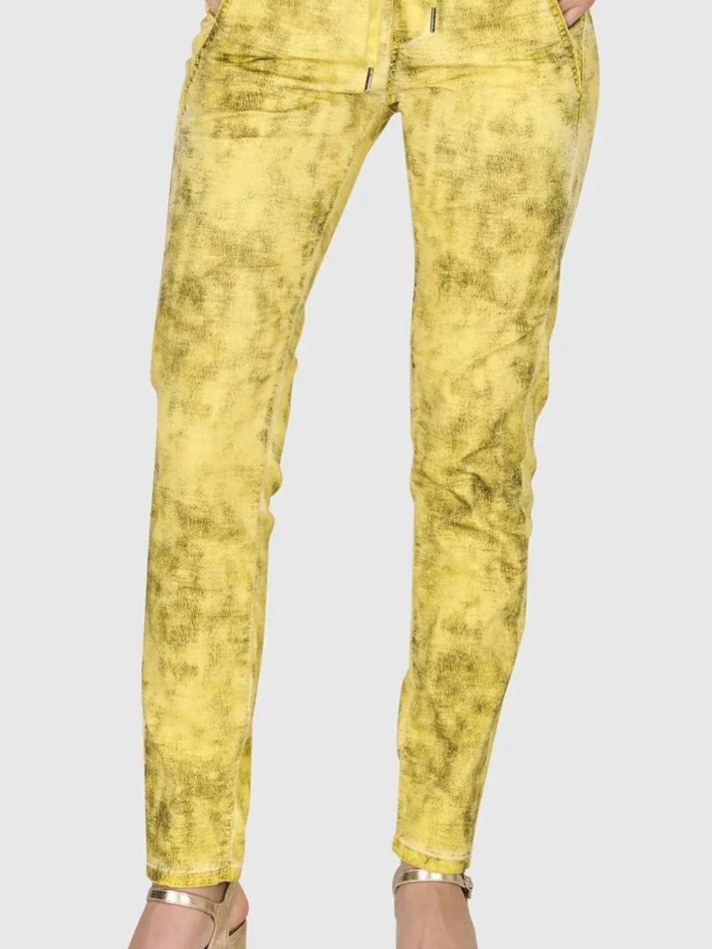 Alembika Women’s 6-8 Citron Iconic Stretch Jeans Midrise Drawstring MockFly
